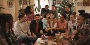 Diverse youth engaging in a warm and welcoming home.