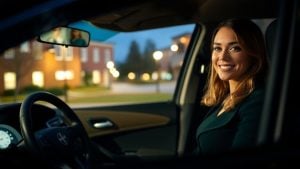 Woman entering a car for a safe ride.