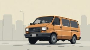 Distressed vehicle in a city setting, suggesting legal conflict.