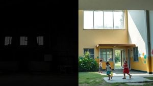Old building transformed into lively youth center with kids